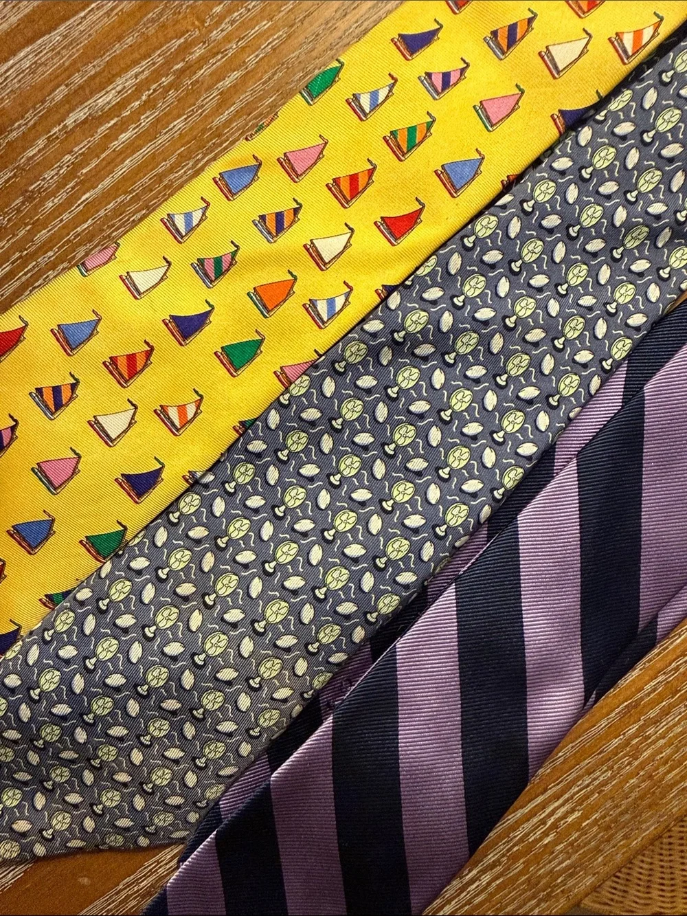 Vineyard Vines Kids Ties - Yellow Sailboat, Navy Floral, Purple & Black Striped